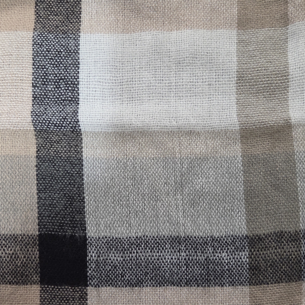 BP New Plaid Scarf in Black, Gray, and Tan One Size - Picture 4 of 6